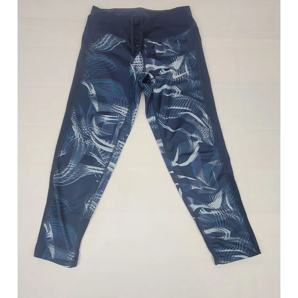 Nike Power Leggings Womens XS. Blue Running Capri‎ Back Pocket.